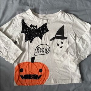 Primark White Kids Halloween Tee with Orange Pumpkin and Black Bat